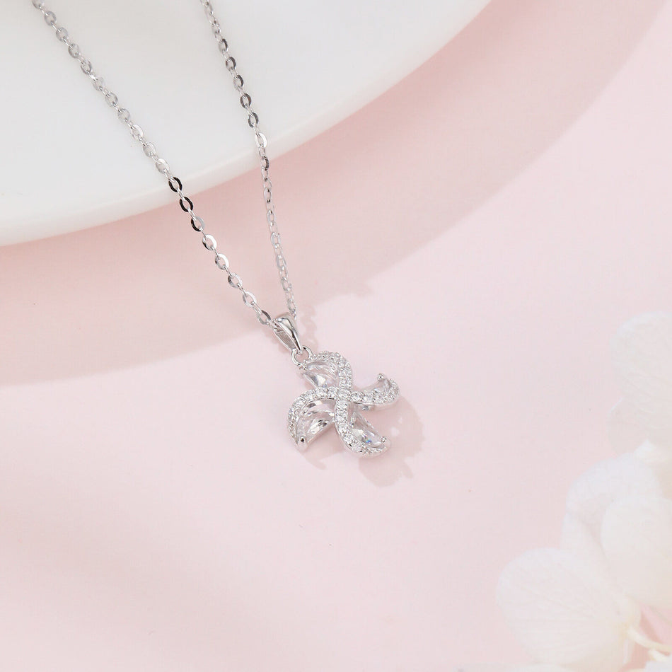 925 Sterling Silver Elegant Zircon Cross Pendant Necklace With Silver Chain And Sparkling Accents