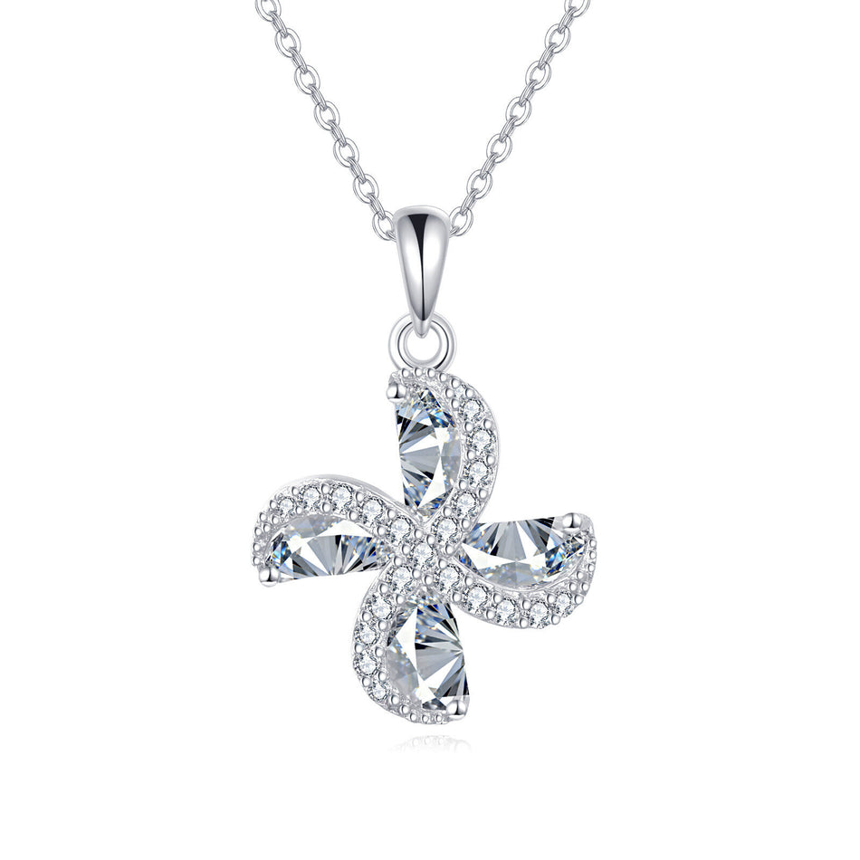 925 Sterling Silver Elegant Zircon Cross Pendant Necklace With Silver Chain And Sparkling Accents