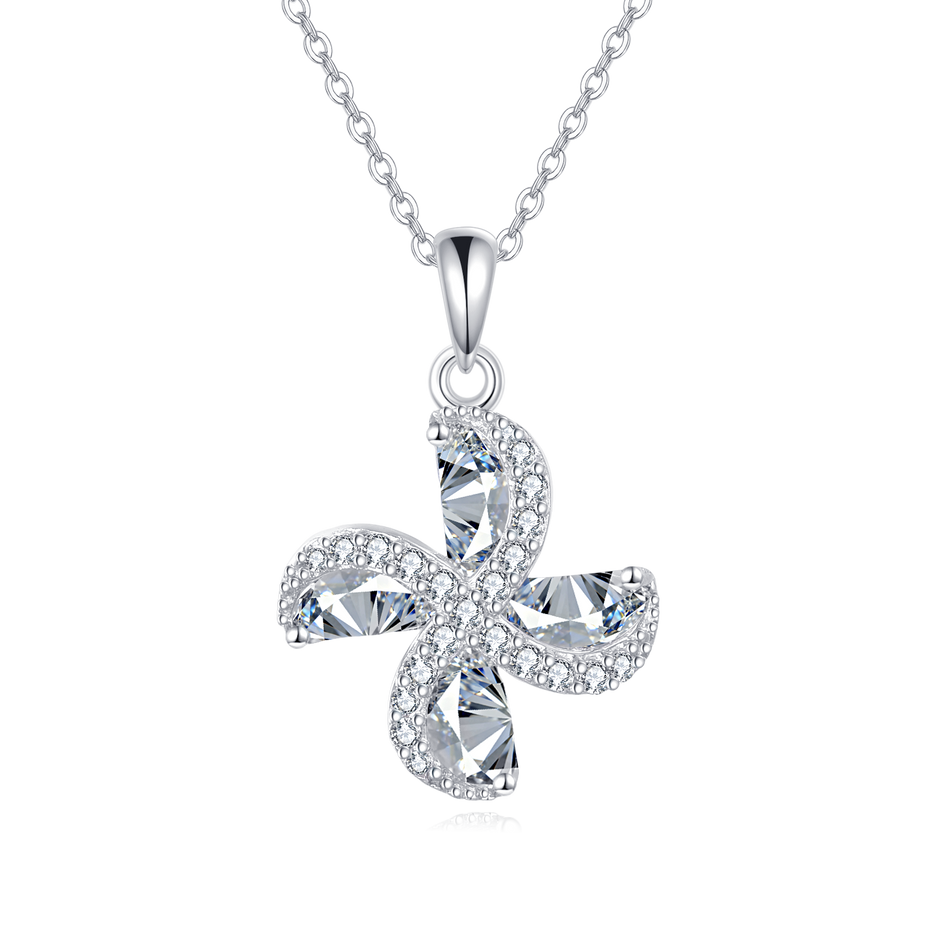 925 Sterling Silver Elegant Zircon Cross Pendant Necklace With Silver Chain And Sparkling Accents