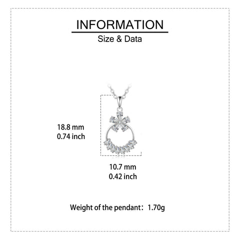 925 Sterling Silver Elegant Zircon Flower Pendant Necklace With Silver Chain