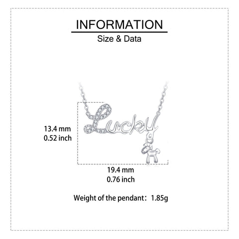 925 Sterling Silver Elegant Lucky Charm Necklace With Zircon-accented Horse Pendant