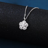 925 Sterling Silver Elegant Floral Zircon Pendant Necklace With Round Center Stone And Baguette Accents