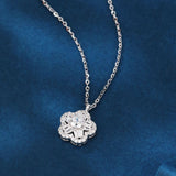 925 Sterling Silver Elegant Floral Zircon Pendant Necklace With Round Center Stone And Baguette Accents