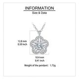 925 Sterling Silver Elegant Floral Zircon Pendant Necklace With Round Center Stone And Baguette Accents