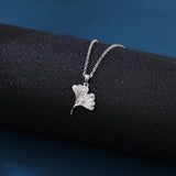 925 Sterling Silver Elegant Zircon Pendant Necklace With Delicate Silver Chain And Fan-design Accents