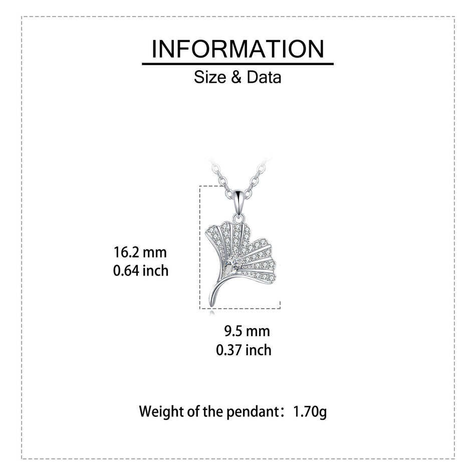 925 Sterling Silver Elegant Zircon Pendant Necklace With Delicate Silver Chain And Fan-design Accents
