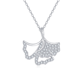 925 Sterling Silver Elegant Zircon Leaf Pendant Necklace: Timeless Feminine Charm