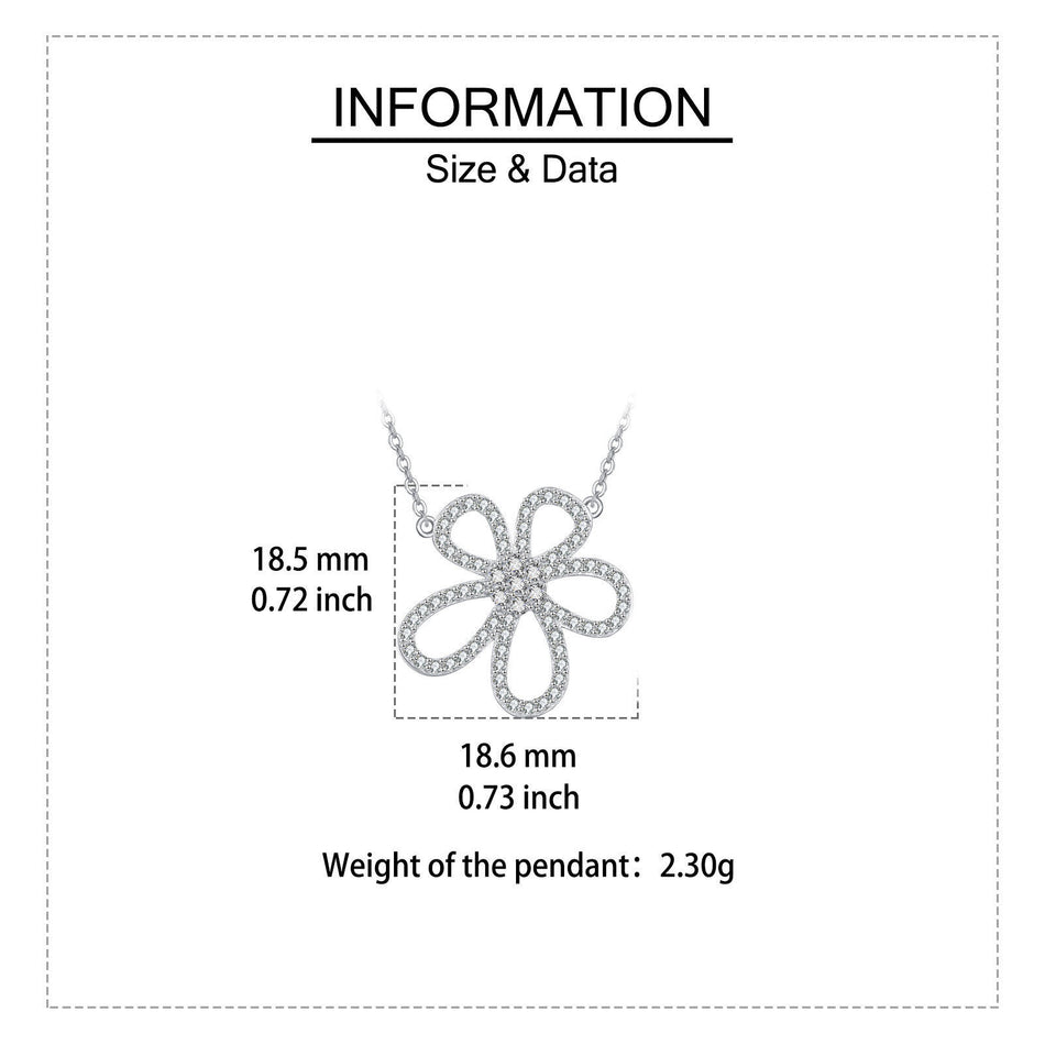 925 Sterling Silver Elegant Zircon Four-leaf Clover Pendant Necklace In Sterling Silver