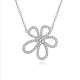 925 Sterling Silver Elegant Zircon Four-leaf Clover Pendant Necklace In Sterling Silver