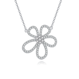 925 Sterling Silver Elegant Zircon Four-leaf Clover Pendant Necklace In Sterling Silver