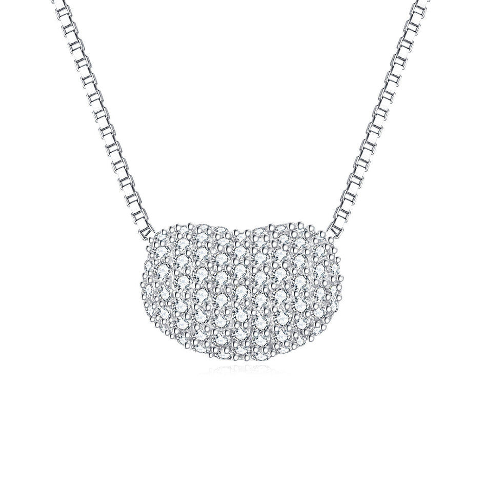 925 Sterling Silver Elegant Zircon Heart Pendant On Silver Chain Necklace