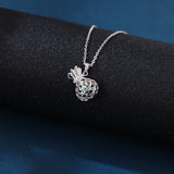 925 Sterling Silver Elegant Silver Pineapple Necklace With Green Gem And Zircon Accents