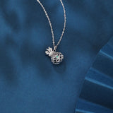 925 Sterling Silver Elegant Silver Pineapple Necklace With Green Gem And Zircon Accents