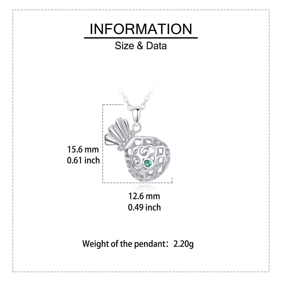 925 Sterling Silver Elegant Silver Pineapple Necklace With Green Gem And Zircon Accents