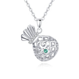 925 Sterling Silver Elegant Silver Pineapple Necklace With Green Gem And Zircon Accents