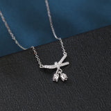 925 Sterling Silver Zircon Bow Necklace With Tulip Charms - Elegant Feminine Jewelry