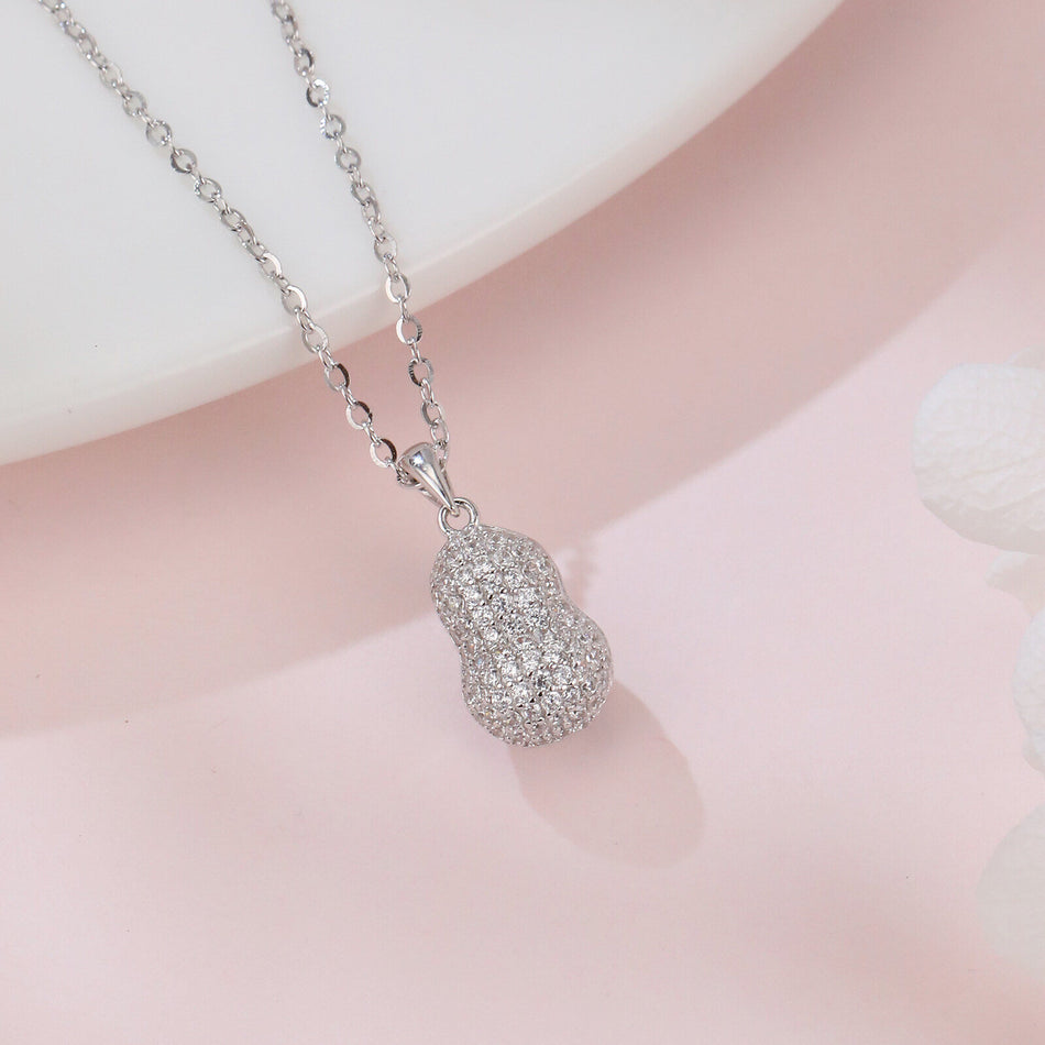925 Sterling Silver Elegant Teardrop Zircon Pendant Necklace In Sterling Silver