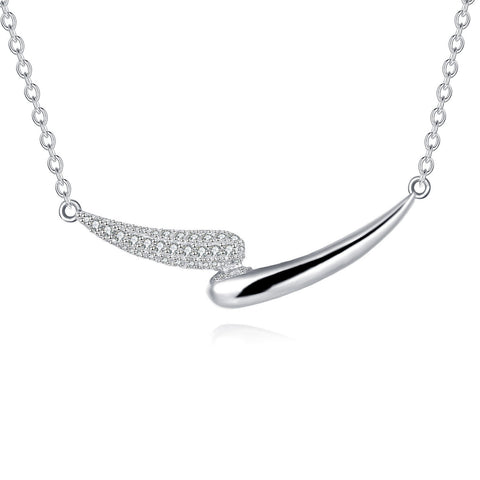 925 Sterling Silver Elegant Silver Zircon Smile Necklace