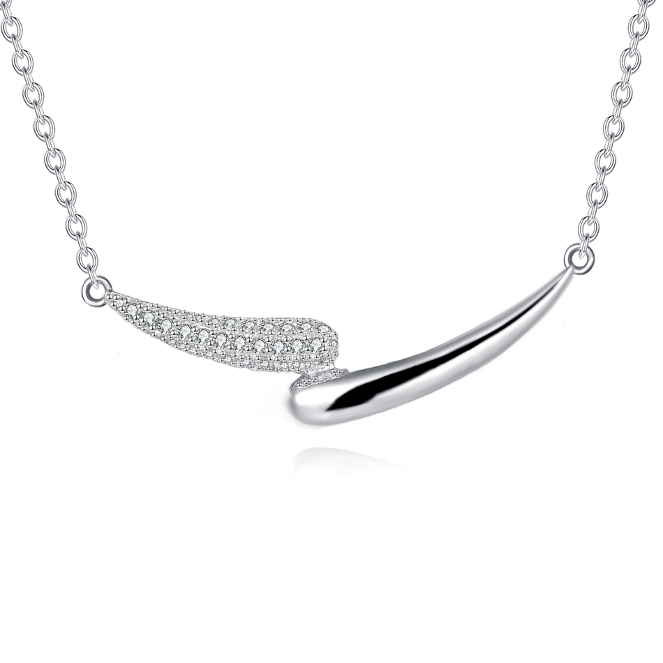 925 Sterling Silver Elegant Silver Zircon Smile Necklace