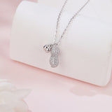 925 Sterling Silver Elegant Zircon-studded Pod Necklace With Sleek Chain Design