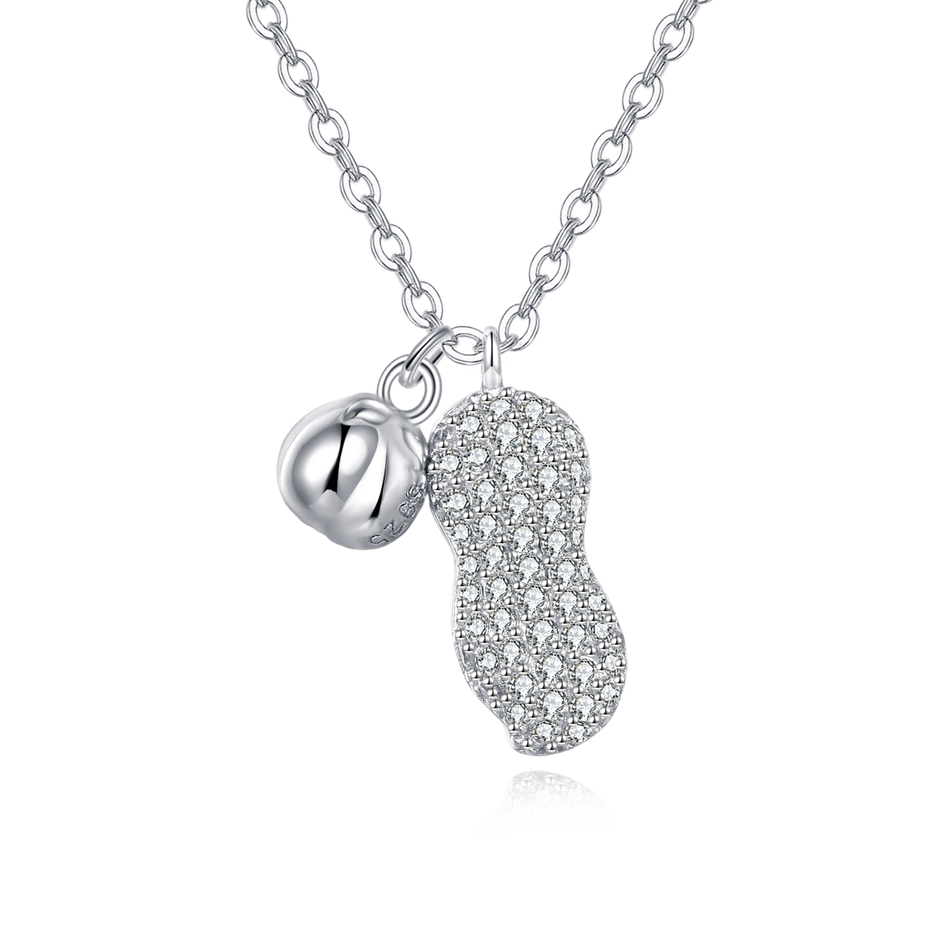 925 Sterling Silver Elegant Zircon-studded Pod Necklace With Sleek Chain Design