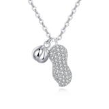 925 Sterling Silver Elegant Zircon-studded Pod Necklace With Sleek Chain Design