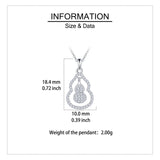 925 Sterling Silver Elegant Zircon-encrusted Gourd Pendant Necklace With Delicate Chain