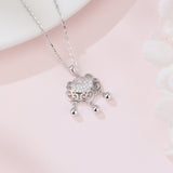 925 Sterling Silver Elegant Silver Pendant Necklace With Intricate Filigree Design And Dangling Beads