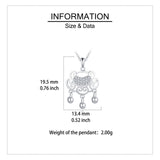 925 Sterling Silver Elegant Silver Pendant Necklace With Intricate Filigree Design And Dangling Beads