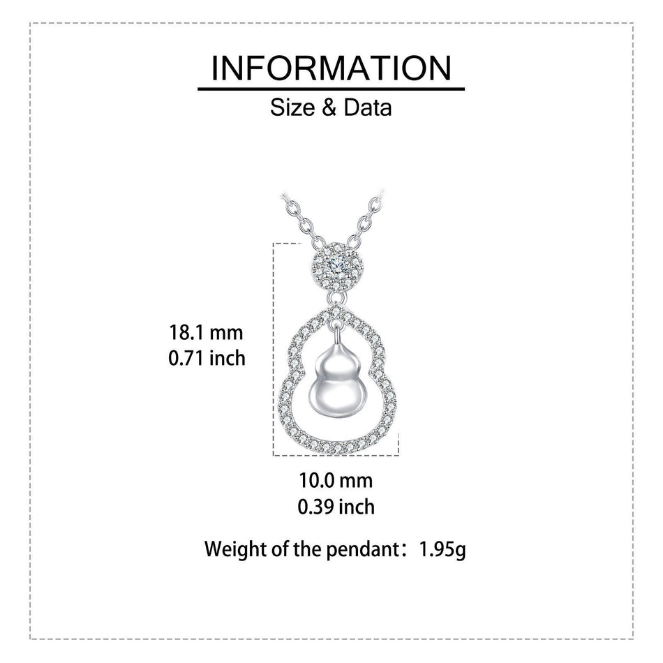 925 Sterling Silver Zircon-encrusted Gourd Pendant Necklace: Fusion Of Elegance And Cultural Symbolism