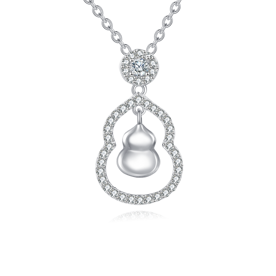 925 Sterling Silver Zircon-encrusted Gourd Pendant Necklace: Fusion Of Elegance And Cultural Symbolism