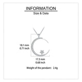925 Sterling Silver Elegant Silver Crescent Moon & Star Zircon Pendant Necklace