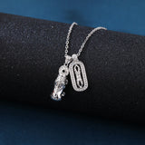 925 Sterling Silver **title:** Elegant Scarab & Oval Zircon Pendant Necklace