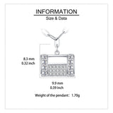 925 Sterling Silver Elegant Rectangular Zircon Encrusted Pendant Necklace With Silver Chain