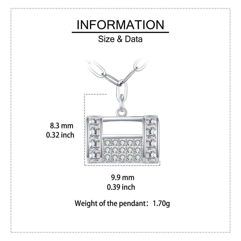 925 Sterling Silver Elegant Rectangular Zircon Encrusted Pendant Necklace With Silver Chain