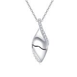 925 Sterling Silver Elegant Teardrop Zircon Necklace With Modern Wavy Design And Sparkling Accents