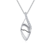 925 Sterling Silver Elegant Teardrop Zircon Necklace With Modern Wavy Design And Sparkling Accents