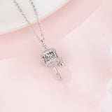 925 Sterling Silver Sterling Silver Carousel Pendant Necklace With Crystal Accents And Charm Bell