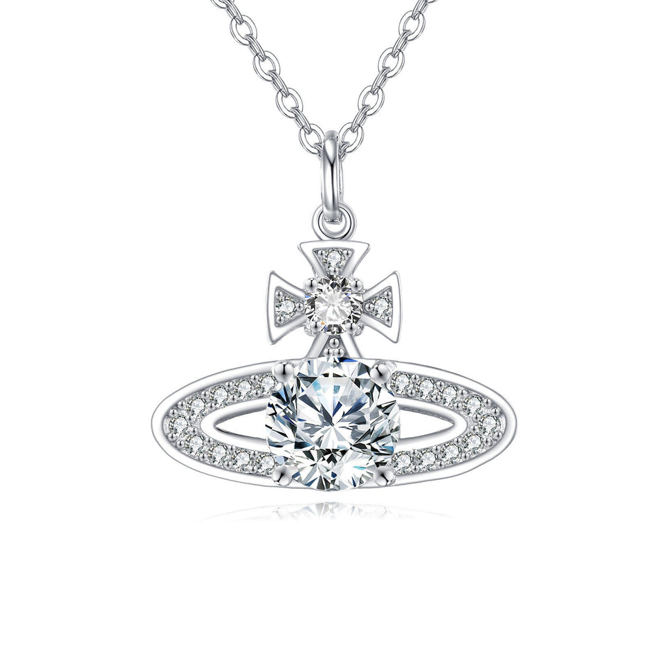 925 Sterling Silver Elegant Zircon Pendant Necklace With Matching Rings: Timeless Luxury Jewelry