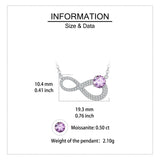 925 Sterling Silver Elegant Infinity Moissanite Necklace With Purple Gemstone Pendant