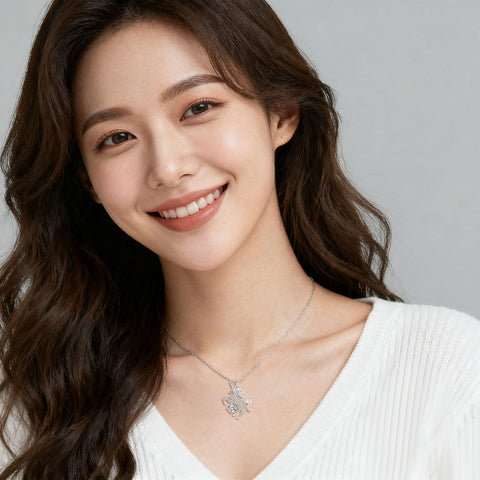 925 Sterling Silver Elegant Silver Unicorn Pendant Necklace With Moissanite Accents