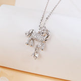 925 Sterling Silver **moissanite-studded Unicorn Pendant Necklace In Sterling Silver**