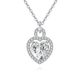 925 Sterling Silver Elegant Heart-shaped Moissanite Pendant Necklace With Sparkling Accents