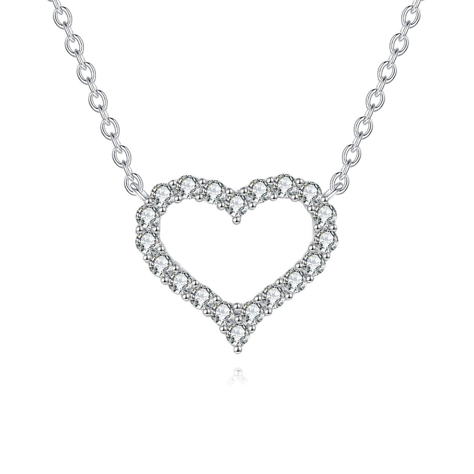 925 Sterling Silver Elegant Moissanite Heart Pendant Necklace