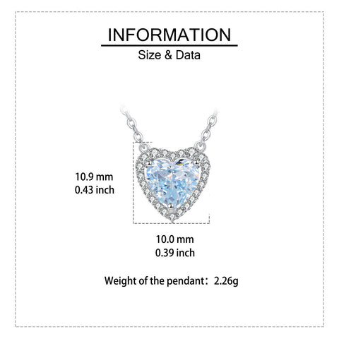 925 Sterling Silver Elegant Heart-shaped Blue Gemstone Necklace With Zircon Accents On Sterling Silver Chain