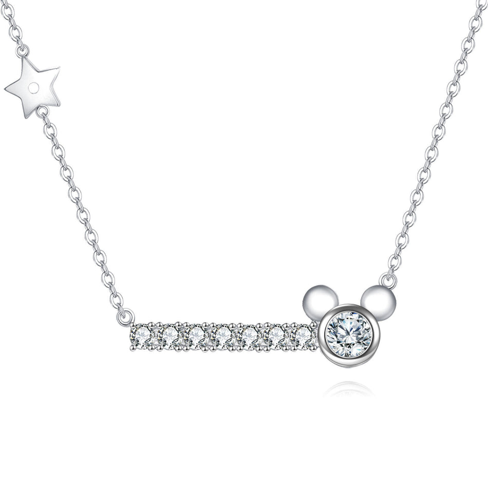 925 Sterling Silver Elegant Star & Moissanite Pendant Necklace In Sterling Silver