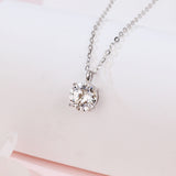 925 Sterling Silver Elegant Moissanite Pendant With Sterling Silver Chain: Prong-set Solitaire For Timeless Beauty