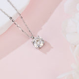 925 Sterling Silver Elegant Moissanite Pendant With Sterling Silver Chain: Prong-set Solitaire For Timeless Beauty