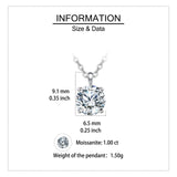 925 Sterling Silver Elegant Moissanite Pendant With Sterling Silver Chain: Prong-set Solitaire For Timeless Beauty