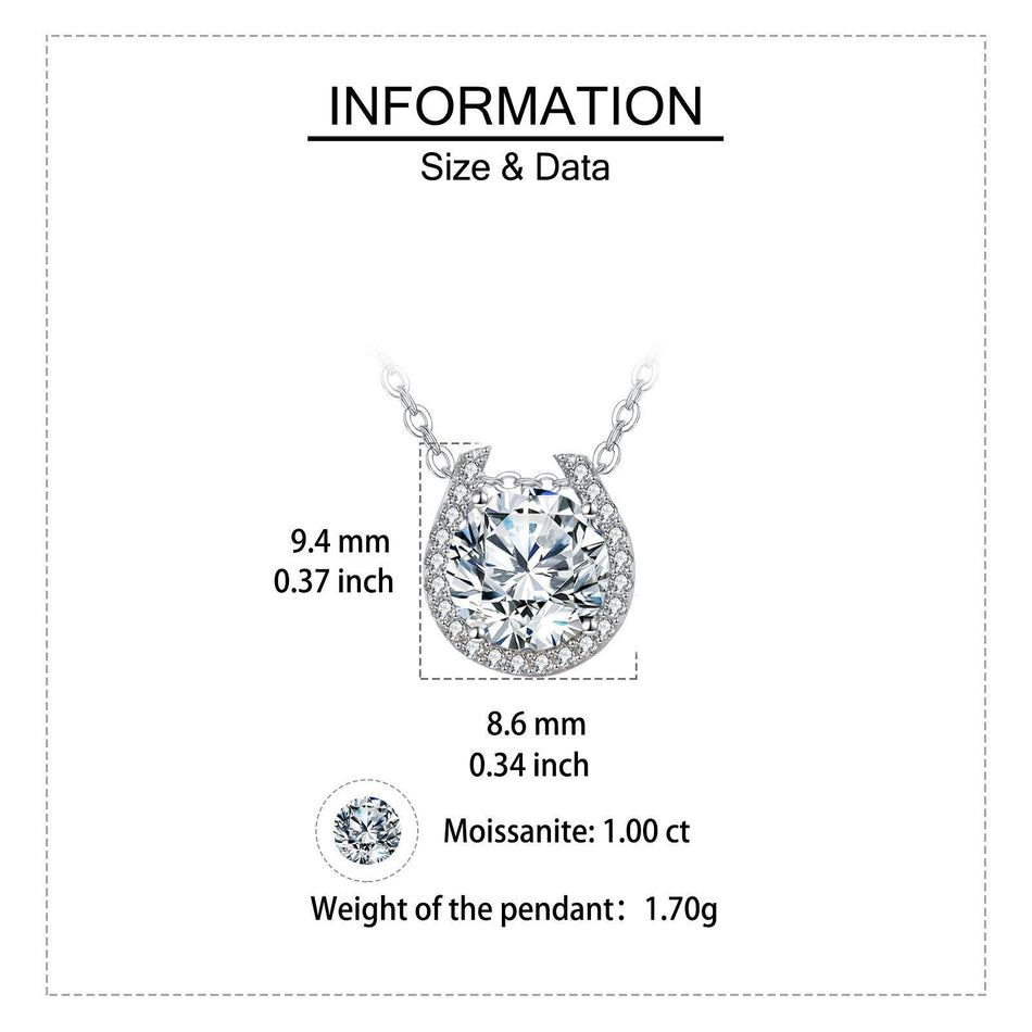 925 Sterling Silver Elegant Moissanite Halo Pendant Necklace In Plated with White Gold